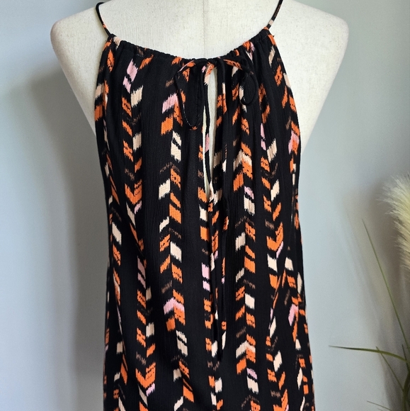 Savanna Jane New Vera Embroidered Black Floral Halter Tie Tank Top Size Small - Picture 8 of 12